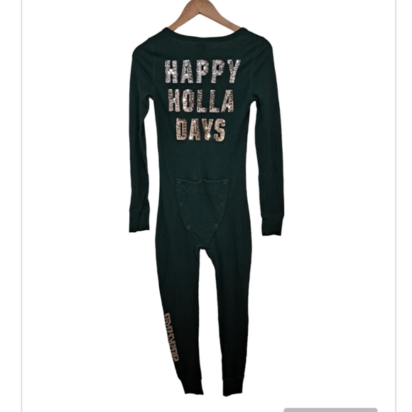 VS Pink Green w/ Silver bling Onesie "HAPPY HOLLA DAYS" Sz Sm - Picture 2 of 7